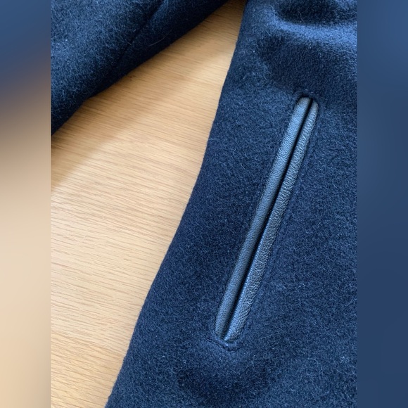 Schott Wool With Leather Trim Black Nautical Peacoat - Picture 12 of 14